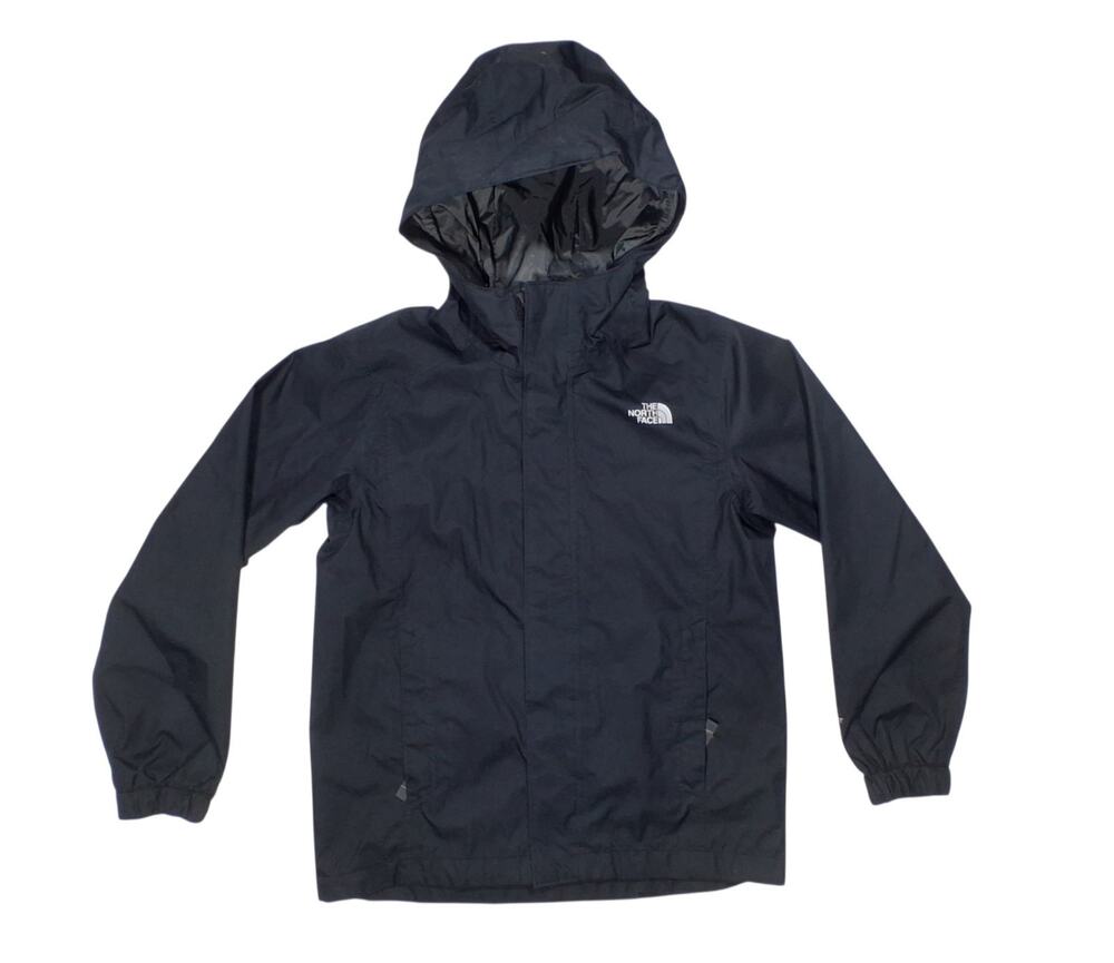 The North Face Boys Small 7/8 Black DryVent Hooded Rain Jacket EUC